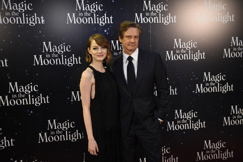 Co-stars Emma Stone and Colin Firth at the premiere for Allen's 2014 movie Magic in the Moonlight. (Getty)