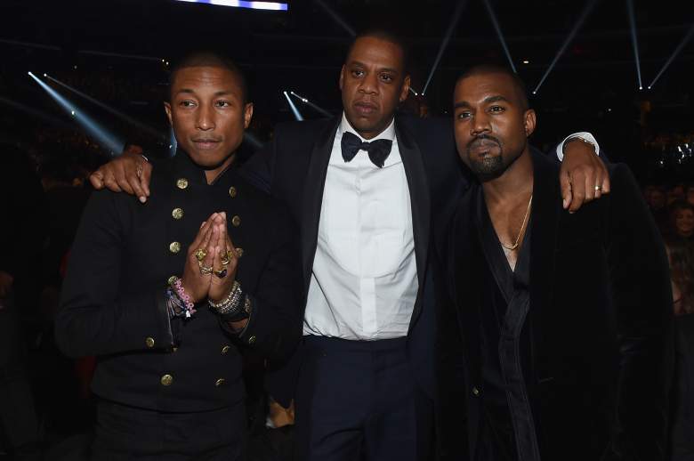 LOS ANGELES, CA - FEBRUARY 08: (L-R) Recording Artists Pharrell Williams, Jay Z and Kanye West attend The 57th Annual GRAMMY Awards at the STAPLES Center on February 8, 2015 in Los Angeles, California. (Photo by Larry Busacca/Getty Images for NARAS)