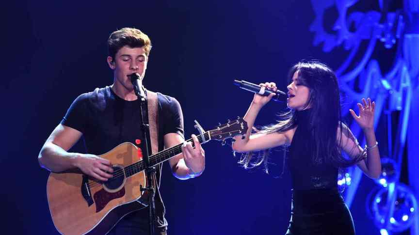 Camila Cabello and Shawn Mendes perform at 102.7 KIIS FM's Jingle Ball.