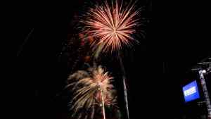 Fireworks display at the Boston Pops On Nantucket Hosted By Real Simple and Coastal Living at Jetties Beach on August 9, 2014 in Nantucket, Massachusetts.