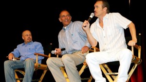 Actors from "Star Trek: Deep Space Nine" (L-R) Aron Eisenberg, Marc Alaimo and Jeffrey Combs, talk at the fifth annual official Star Trek convention
