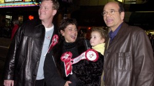 Robert Duncan McNeill, Roxann Dawson, her daughter Emma, and Robert Picardo arrive at the Hollywood Christmas Parade