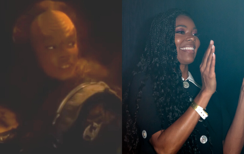 Gabrielle Union as N'Garen in Star Trek Deep Space Nine and Gabrielle Union at LYFE Brand event