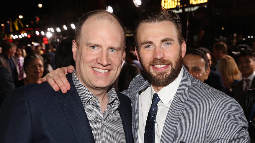 Kevin Feige and Chris Evans