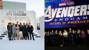 The cast of "Star Trek: Into Darkness" at the premiere and the cast of Marvel's "Avengers: Endgame" at the world premiere