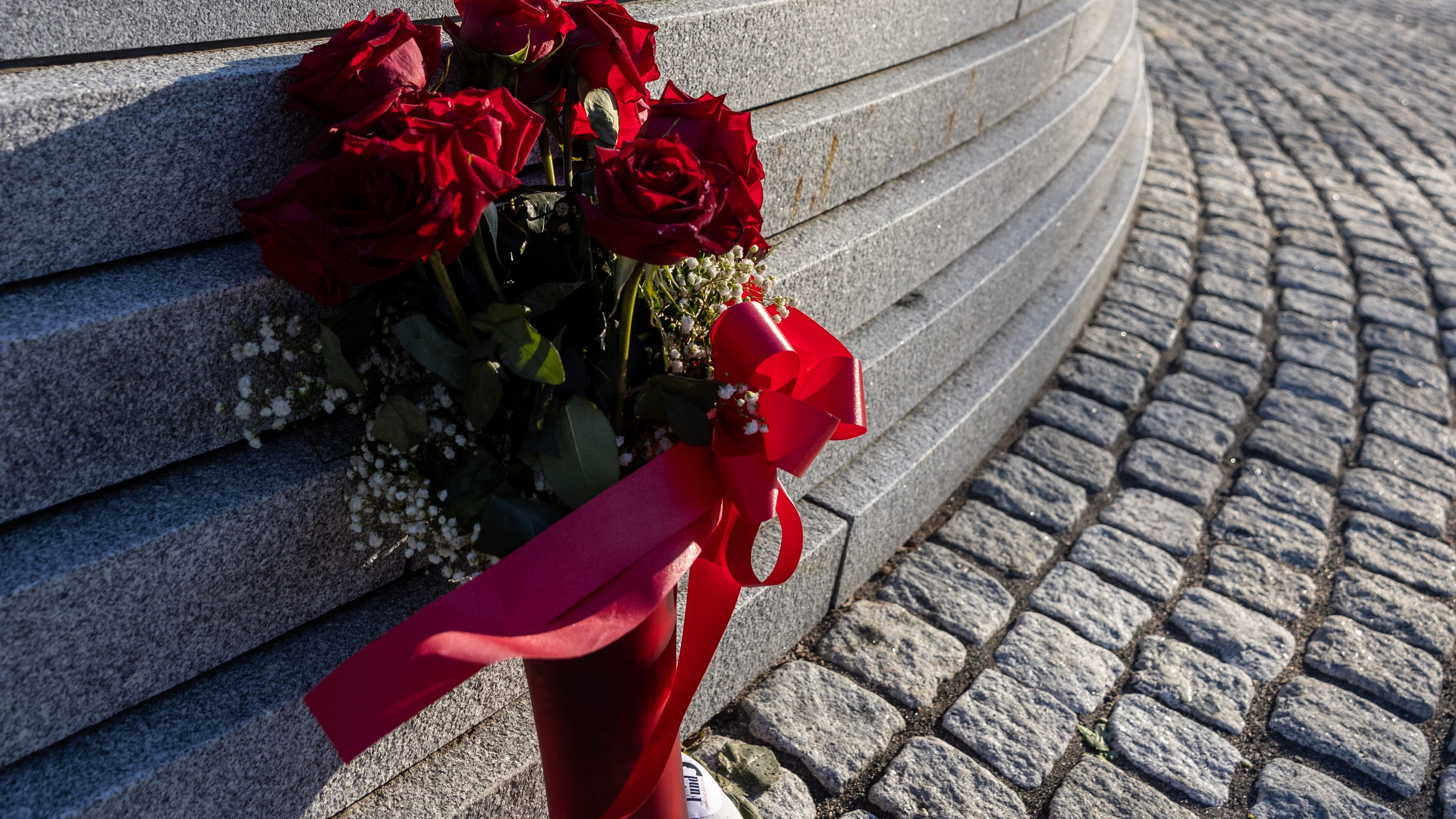 Flowers at a memorial