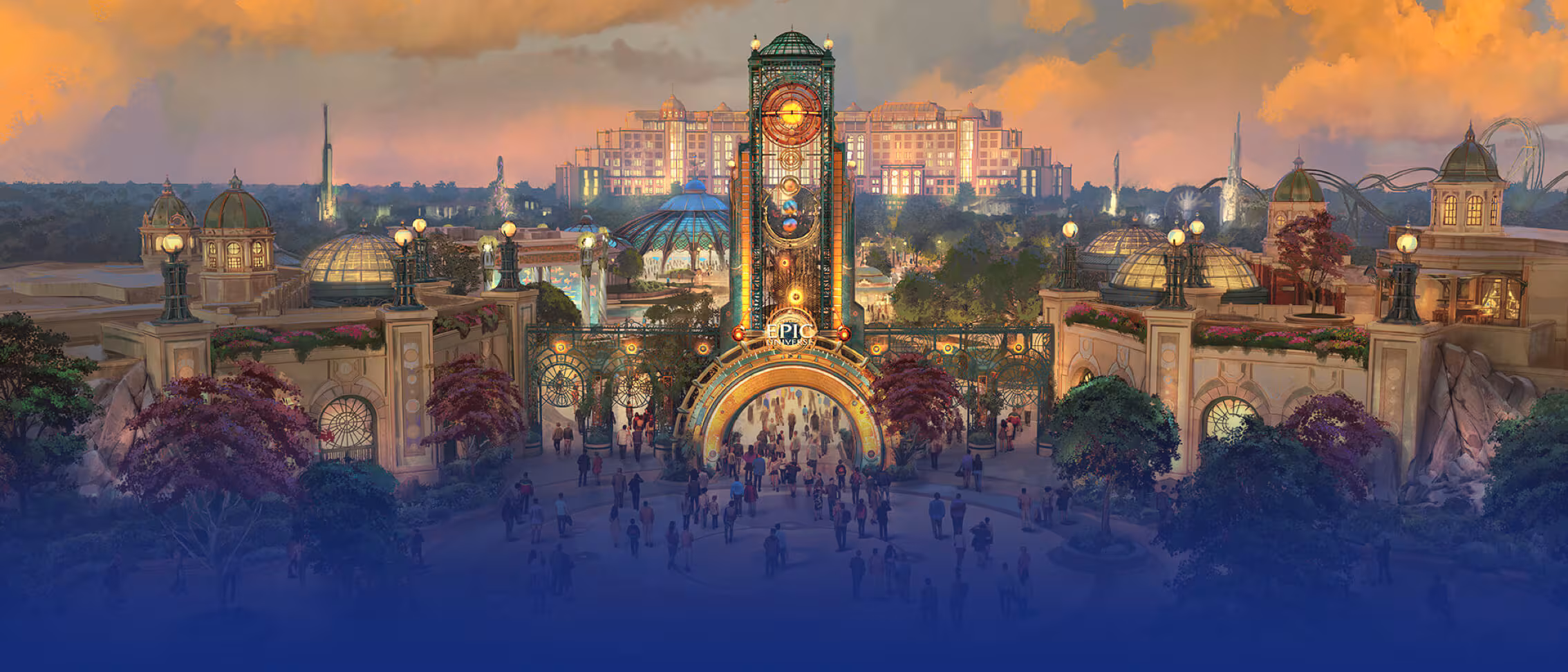 Epic Universe Front Gate Rendering
