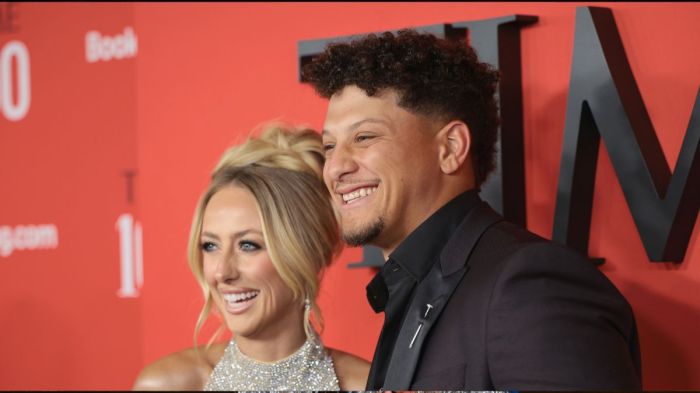 Brittany Mahomes and Patrick Mahomes attend the 2024 TIME100 Gala at Jazz at Lincoln Center on April 25, 2024 in New York City
