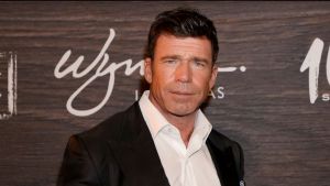 Taylor Sheridan attends the world premiere of "1883" at Encore Beach Club at Wynn Las Vegas