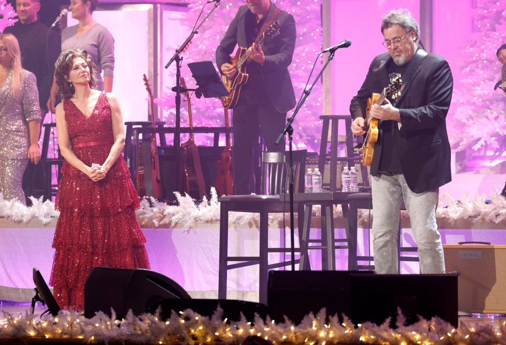 Vince Gill and Amy Grant sharing the stage