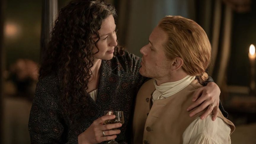 Outlander stars Caitriona Balfe and Sam Heughan as Jamie and Claire Fraser