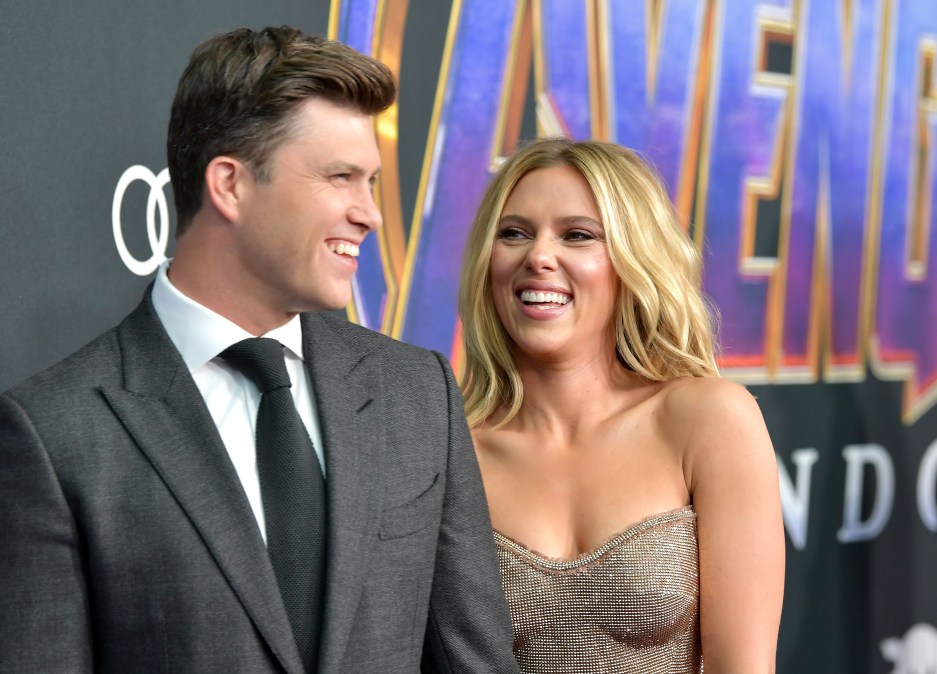 Colin Jost and Scarlett Johansson 