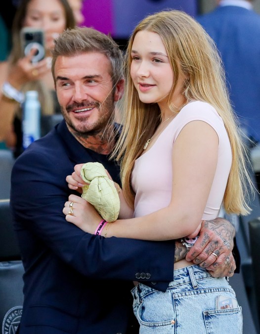 David Beckham shares a moment with his daughter Harper 