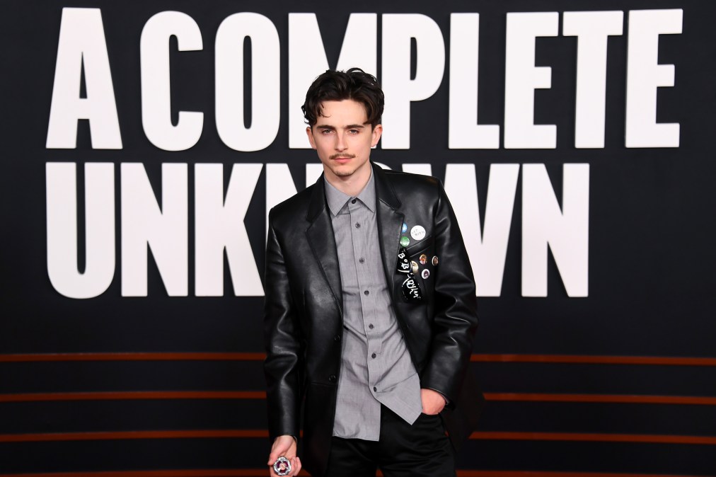 Timothée Chalamet attends movie premiere. 