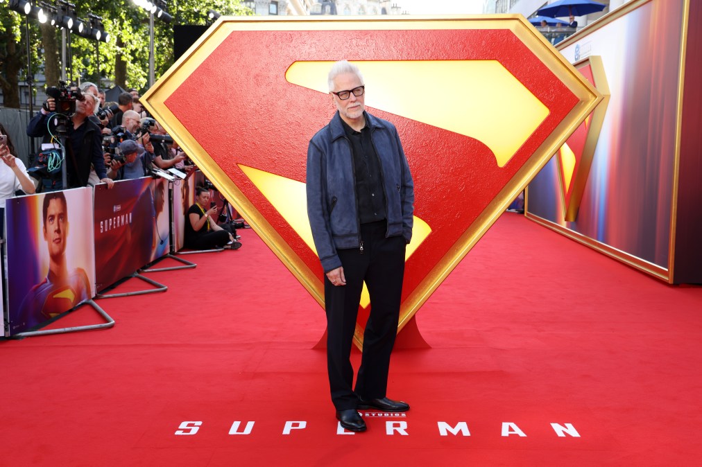 James Gunn attends the "Superman" Fan Event in London's Leicester 