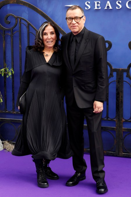 Olivia Harrison and Fred Armisen attend the "Wednesday" Season 2, Part 1 Global Premiere in 2025