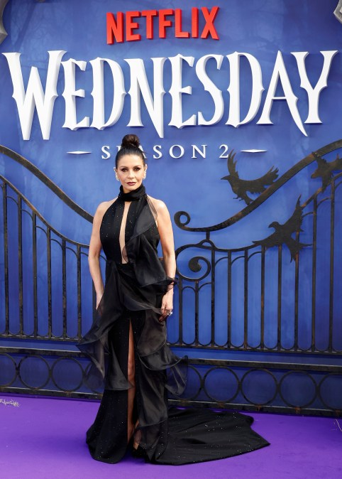 Catherine Zeta-Jones attends the "Wednesday" Season 2, Part 1 Global Premiere in 2025