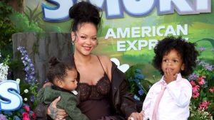 Riot Rose Mayers, Rihanna, and RZA Athelston Mayers attend the Los Angeles Premiere of Paramount Pictures “Smurfs” at Paramount Pictures Studios on July 13, 2025