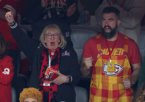 Donna Kelce with her son, retired Philadelphia Eagles footballer Jason Kelce