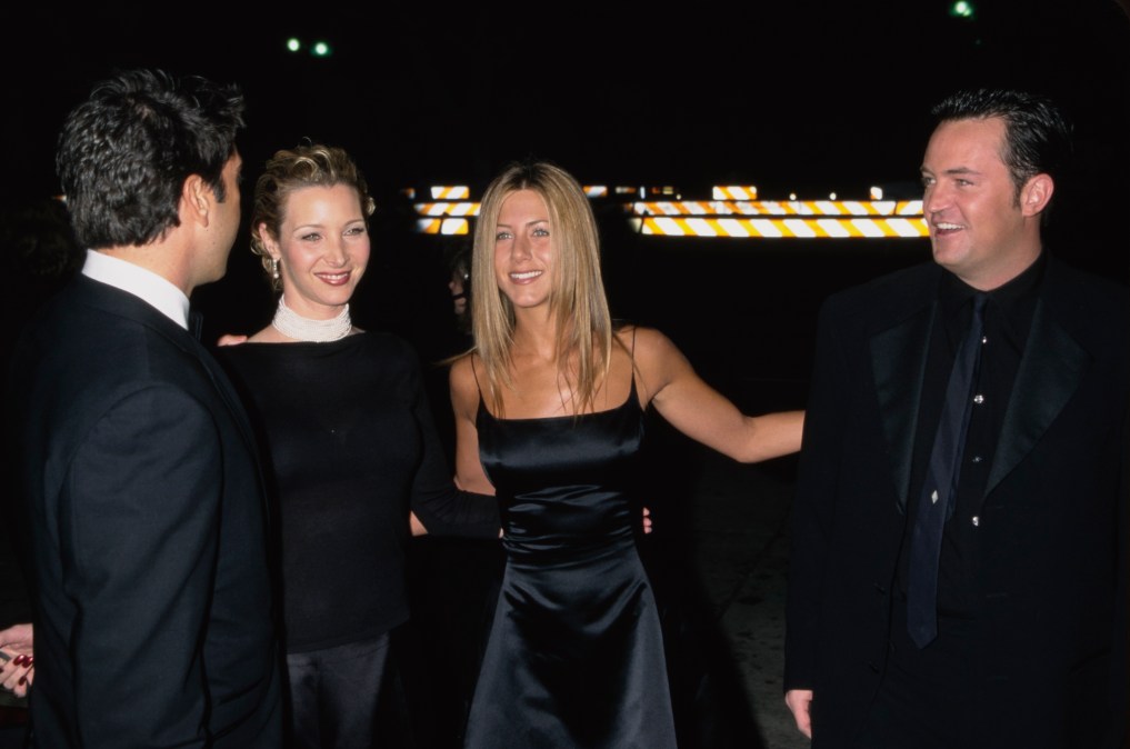 American actor and comedian David Schwimmer, American actress and comedian Lisa Kudrow, American actress Jennifer Aniston, and American-Canadian actor and comedian Matthew Perry