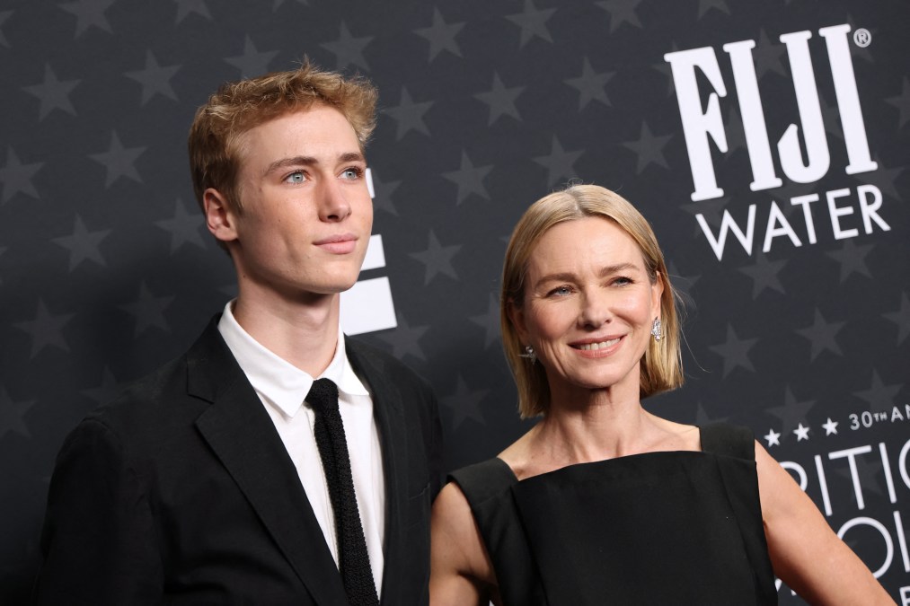 British actress Naomi Watts (R) and her son Sasha Schreiber 