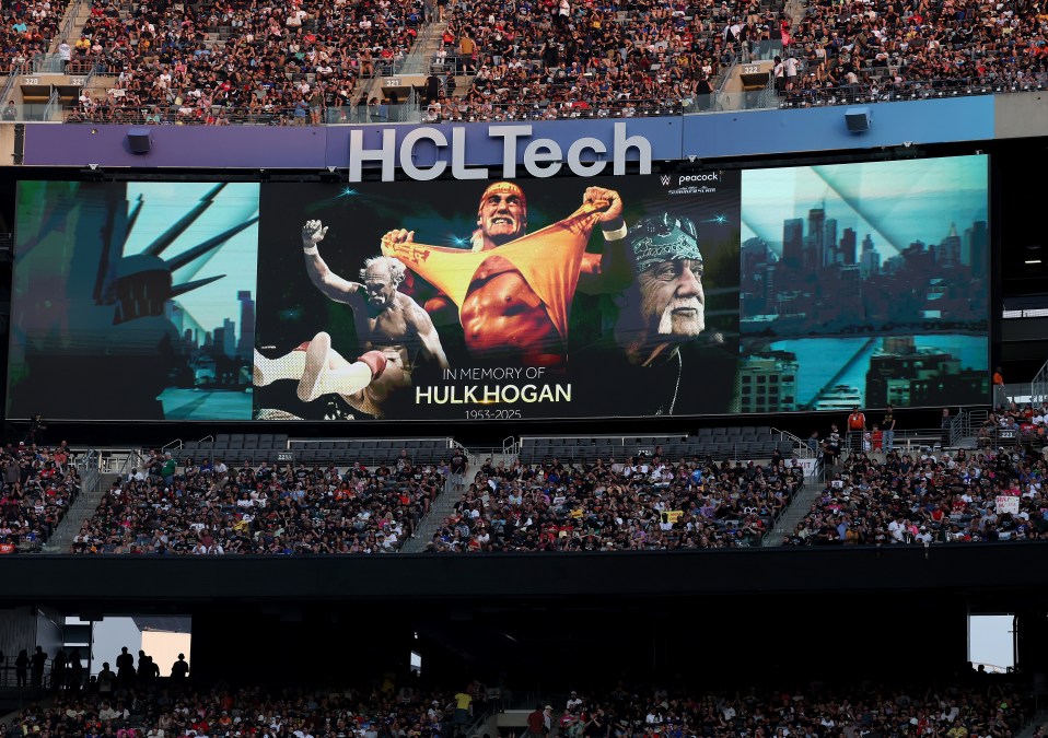 A tribute is shown to the late Hulk Hogan during the WWE 2025 SummerSlam