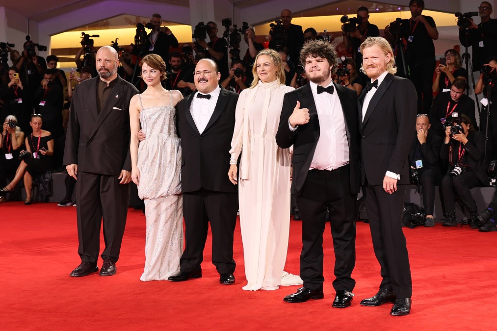 Yorgos Lanthimos, Emma Stone, Stavros Halkias, Alicia Silverstone, Aidan Delbis and Jesse Plemons