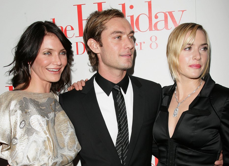 Actors Cameron Diaz, Jude Law and Kate Winslet attend "The Holiday" premiere 