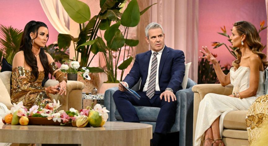 THE REAL HOUSEWIVES OF BEVERLY HILLS -- "Reunion" -- Pictured: (l-r) Kyle Richards, Andy Cohen, Dorit Kemsley