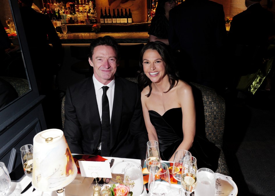 NEW YORK, NEW YORK - OCTOBER 20: (L-R) Hugh Jackman and Sutton Foster 