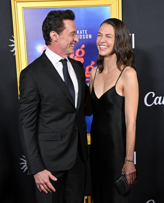 Australian actor Hugh Jackman (L) and US actress Sutton Foster