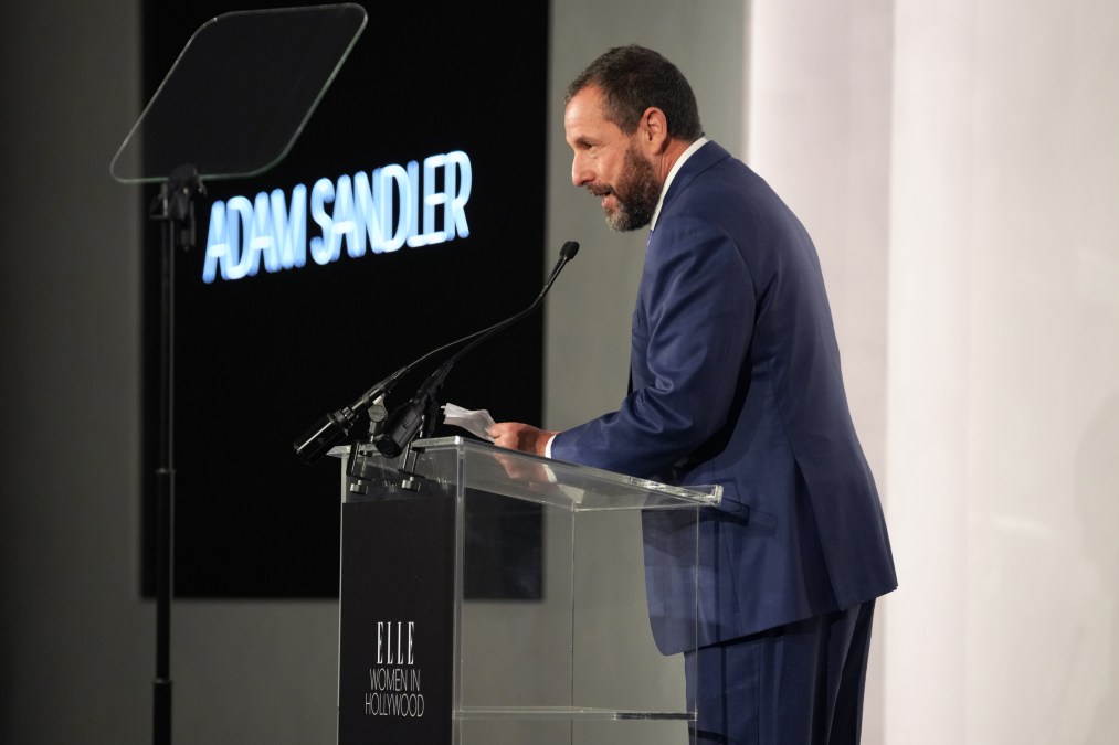 Adam Sandler speaks onstage onstage during ELLE's 2025 Women in Hollywood Celebration