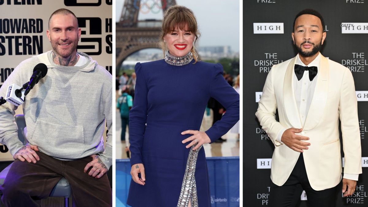 "The Voice" season 29 coaches Adam Levine, Kelly Clarkson, and John Legend