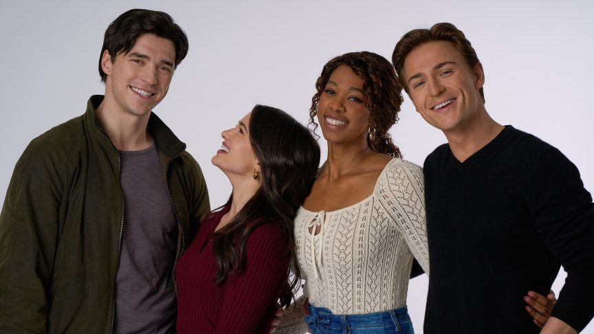Lachlan Quarmby, Katie Stevens, Felicia Simone, Evan Roderick smile and laugh for the camera