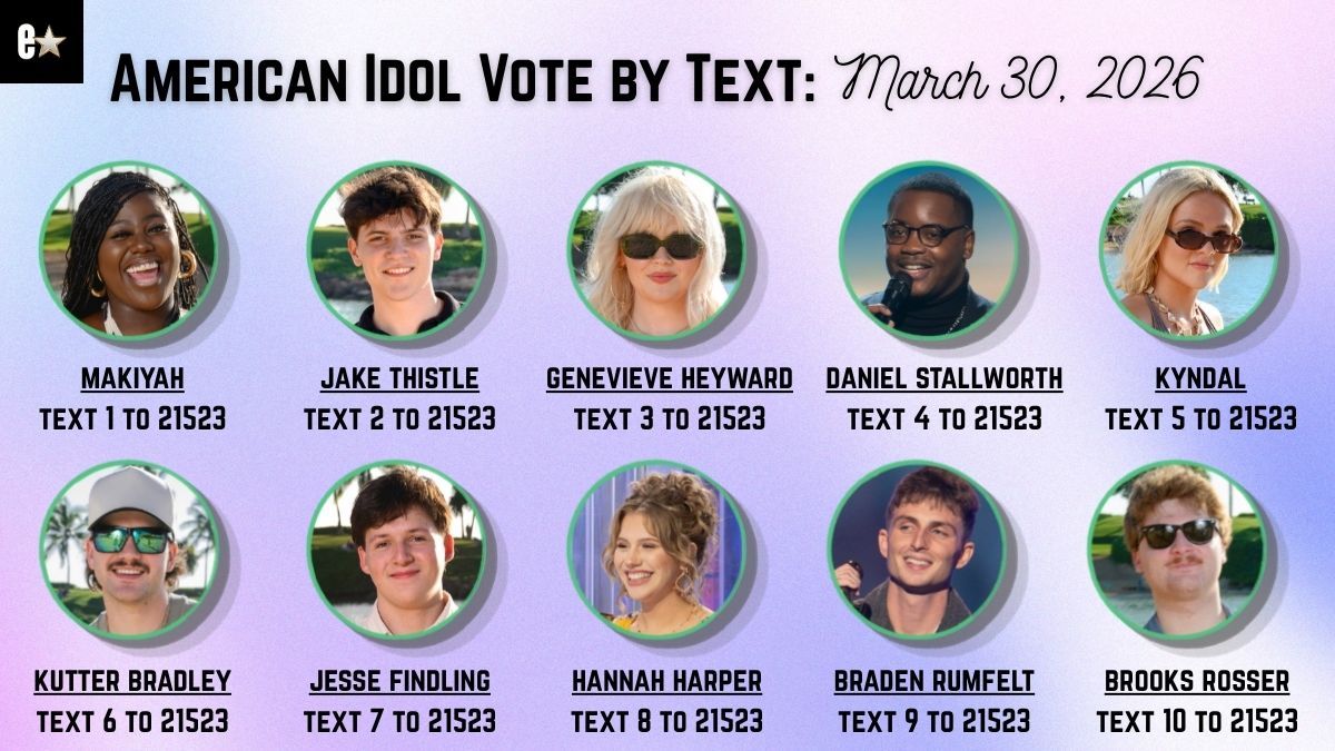 "American Idol" Top 20 voting text numbers, first group of 10