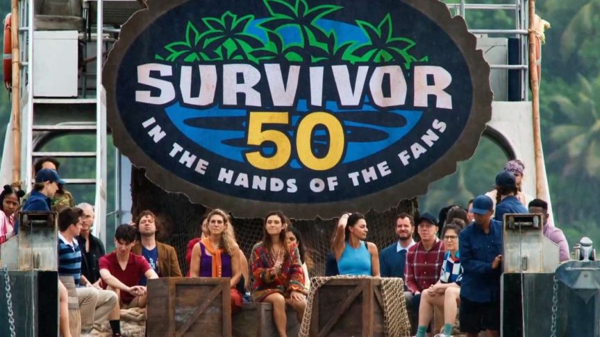 The cast of “Survivor 50” poses together in an official promotional group photo.