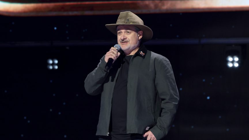 Dave Filoni speaks on stage